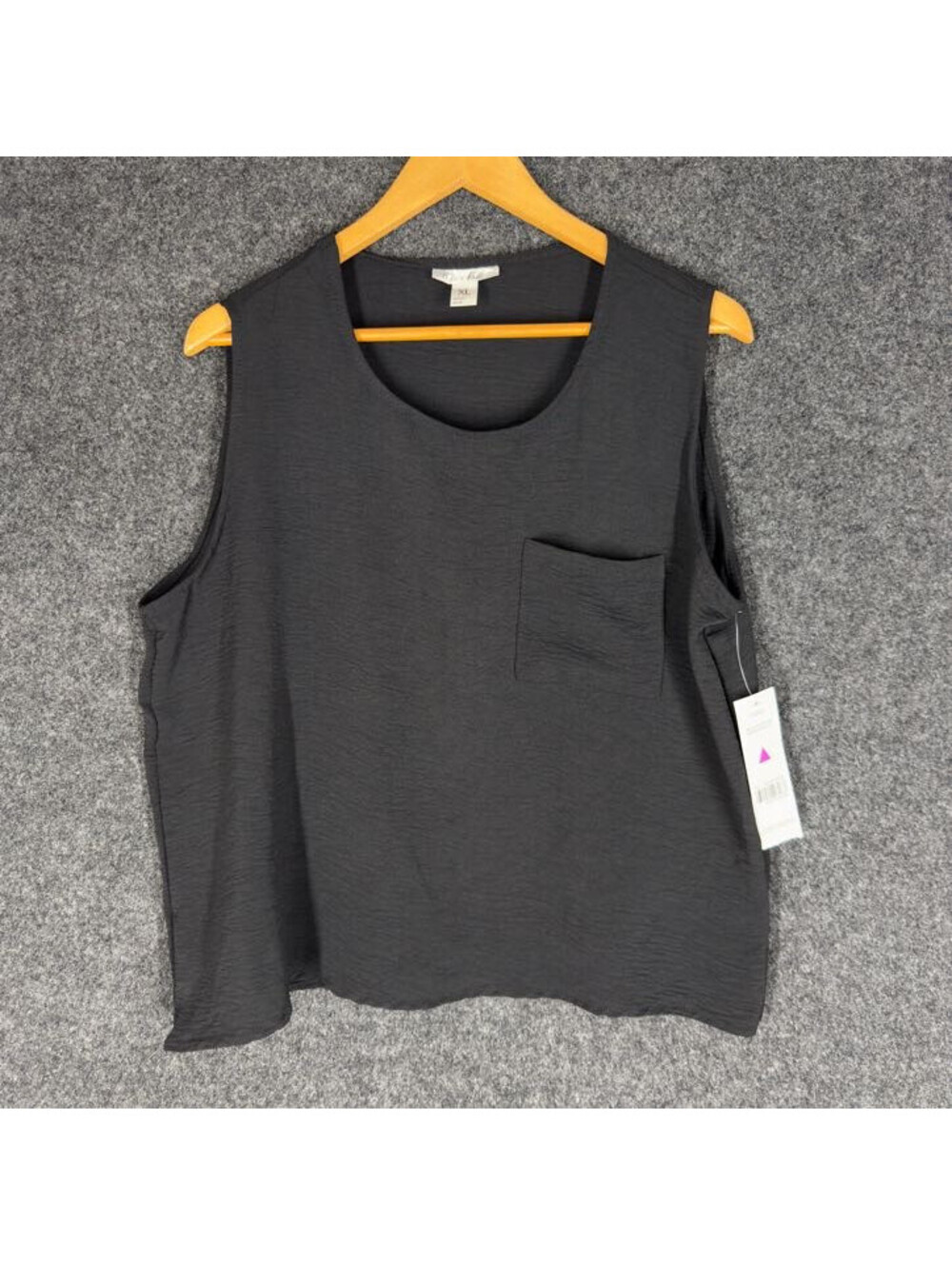 New Just Be ... Blouse Women XL Black Sleeveless Wide Strap Pockets Casual Solid - Picture 3 of 9
